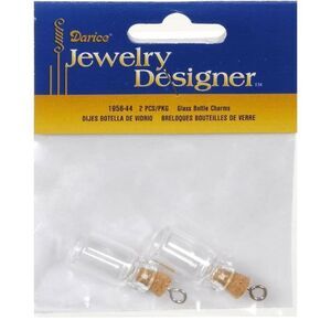 NEW Darice 2 Piece Glass Bottle Charm with Cork Stopper, 22 mm